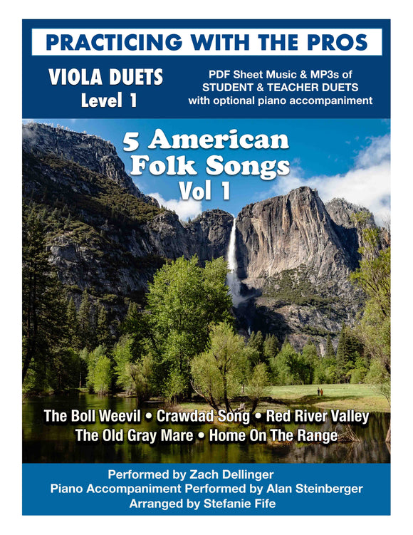 Viola American Folk Songs (Vol 1) for Viola Duet, Level 1 - Practicing With The Pros Series