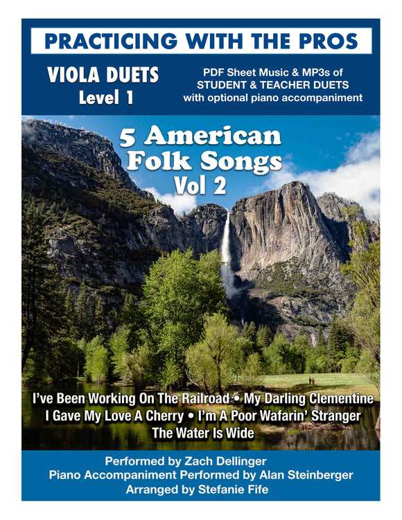Viola American Folk Songs (Vol 2) for Viola Duet, Level 1 - Practicing With The Pros Series