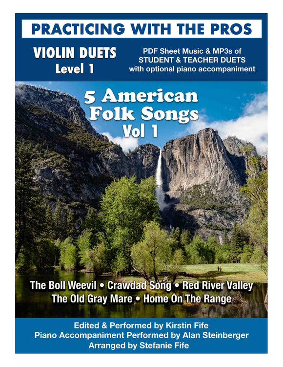 Violin American Folk Songs (Vol 1) for Violin Duet, Level 1 - Practicing With The Pros Series